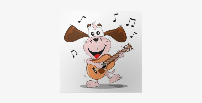 A Cartoon Dog Playing Music & Dancing With A Guitar - New Year 2012 Cartoon, transparent png download