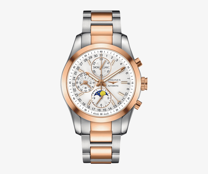 Conquest Classic Moonphase - Longines Conquest Classic Moonphase Gold Black, transparent png download