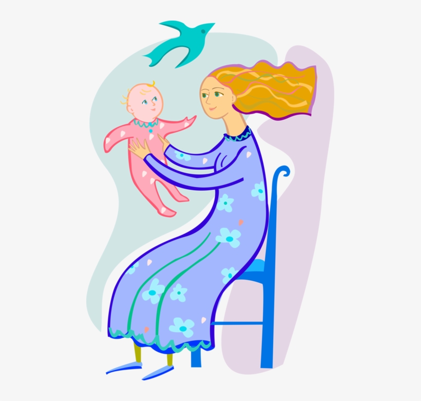 Vector Illustration Of Loving Parent Mother With Newborn - Mother, transparent png download