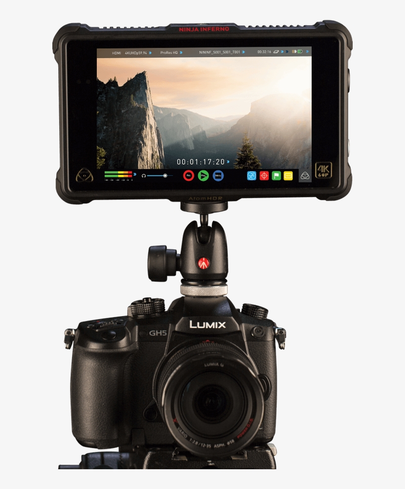 The Atomos Ninja Inferno Mounted On The New Panasonic - Atomos Atomnjain1 7" 4k Hdmi Recording Monitor, transparent png download