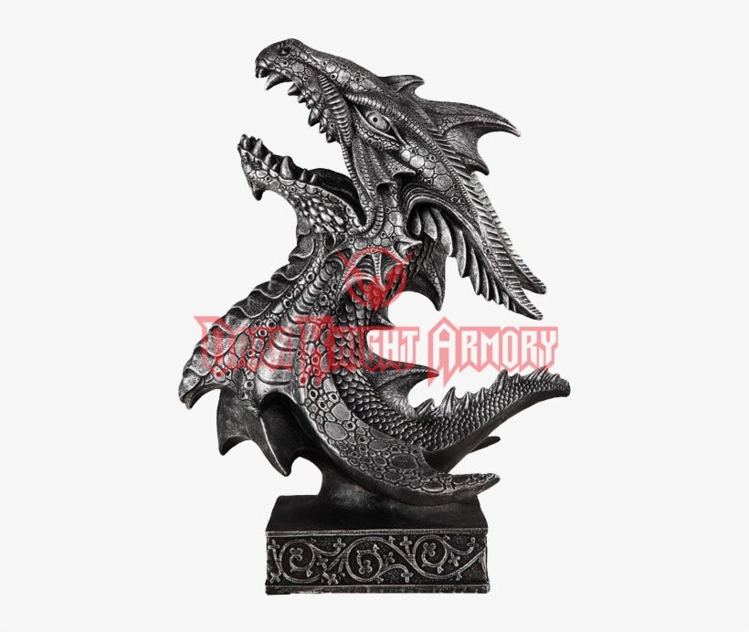 Snarling Dragon Head Pedestal Statue - Statue, transparent png download