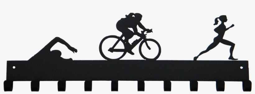 Female Triathlon Swim Bike Run Black 10 Hook Medal - Triathlon, transparent png download