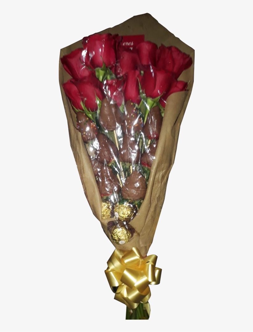 Ramo Con Flores Y Frutillas Cubiertas Con Chocolate - Flower, transparent png download