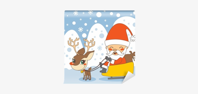Santa Claus In His Sleigh And The Red Nosed Reindeer - Santa Claus Sleigh Ride Tote Bag, Adult Unisex, Natural, transparent png download