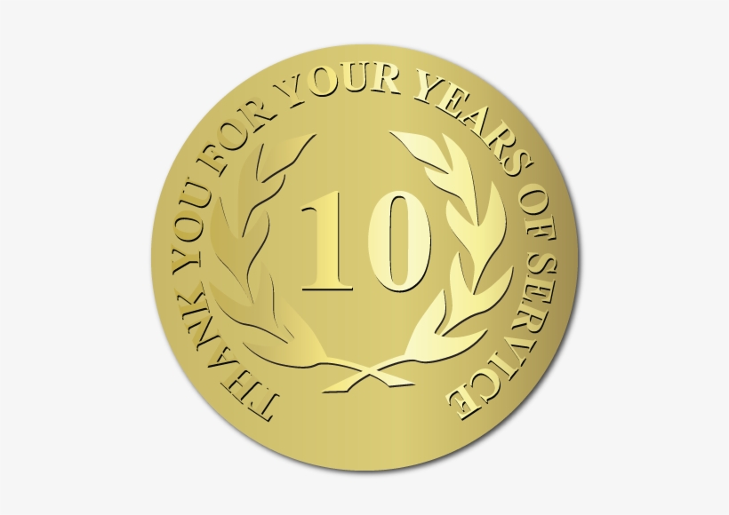 10 Years Embossed Award Stickers - 20 Years Service Award, transparent png download
