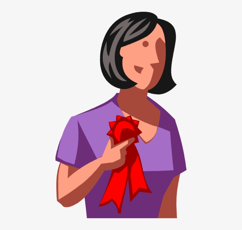 Vector Illustration Of Businesswoman Receives First - Cartoon, transparent png download