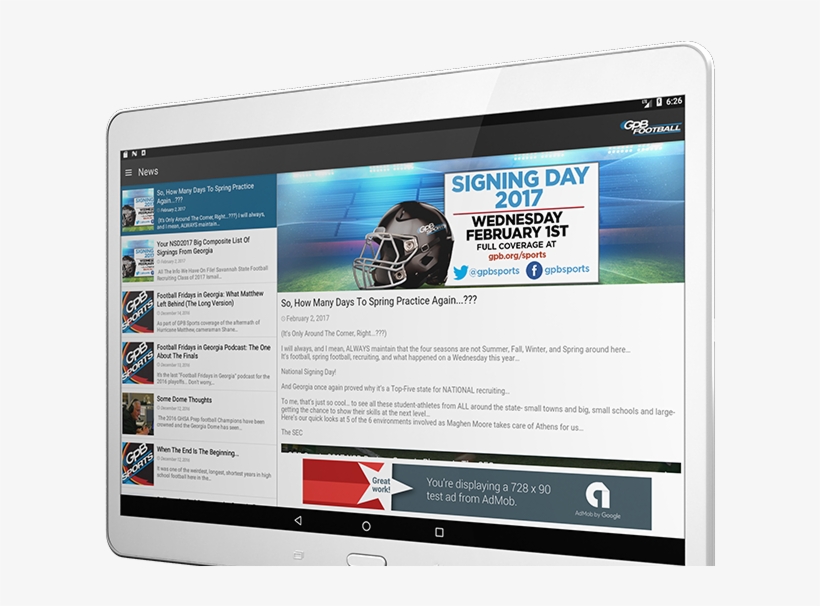 Android Gpb Football App On Tablet - Led-backlit Lcd Display, transparent png download