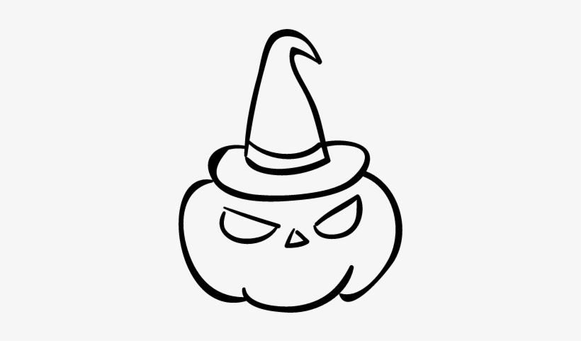 Halloween Pumpkin Head Witch With Hat Vector - Halloween, transparent png download