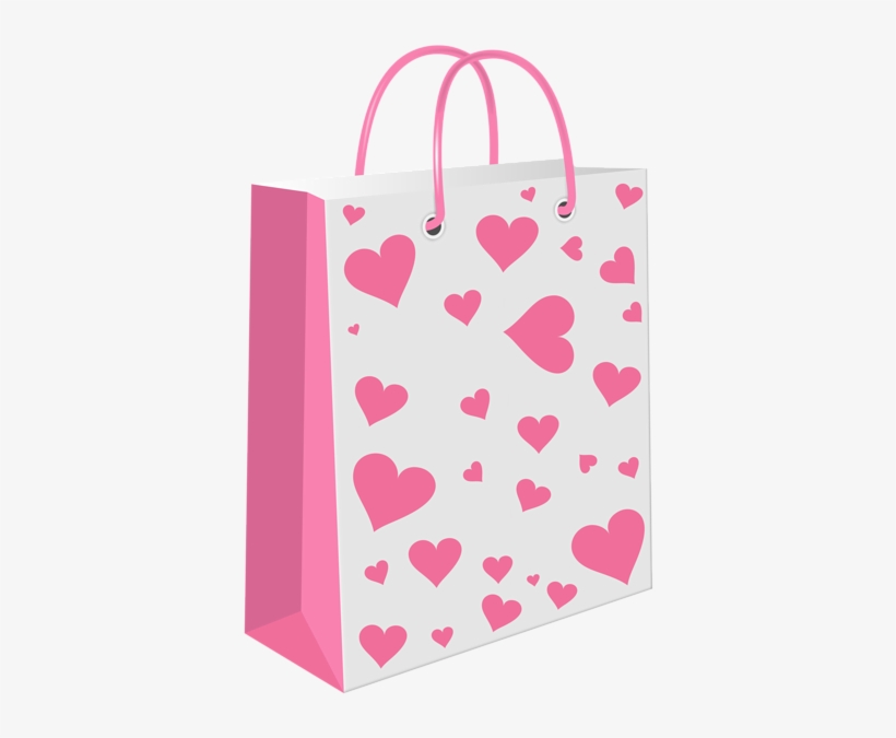 Heart Gift Bag Transparent Clip Art Image - Pink Gift Bag Png, transparent png download