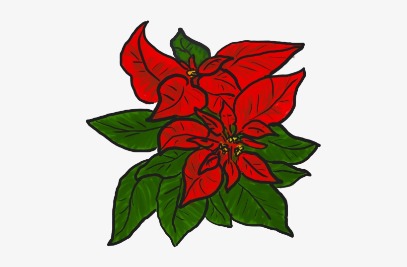 Bouquet Clipart Poinsettia - Red Poinsettia Cartoon, transparent png download