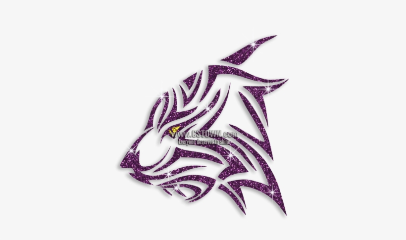 Purple Tiger Head Glitter Iron On Transfer Decal - Vector, transparent png download