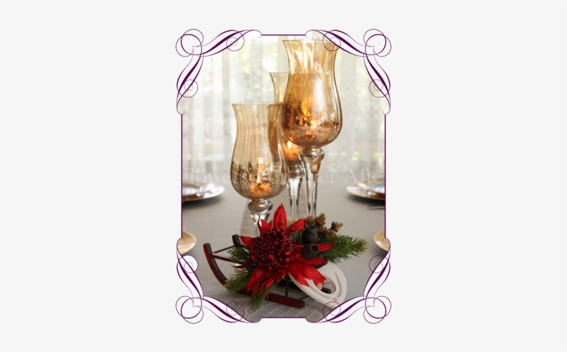 Australian Protea Christmas Sleigh Table Arrangement - Flower Bouquet, transparent png download