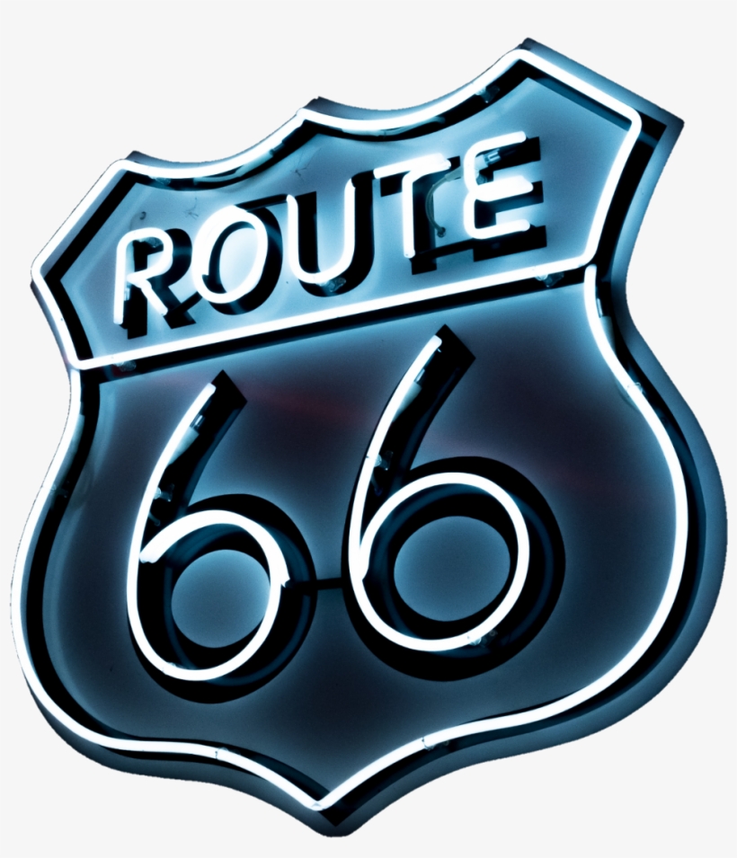 Neon Sign Route66 66 Light Dark - Emblem, transparent png download
