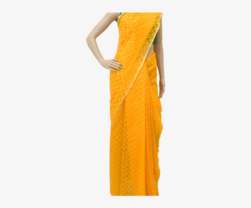 Buy Online Sunset Orange Color Saree With Thin Golden - Sunset, transparent png download