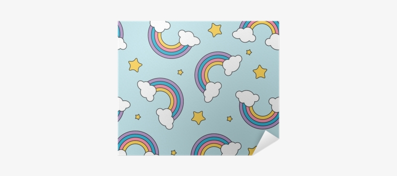 Pastel Rainbow And Stars Seamless Pattern On Blue Background - Pastel Rainbow Vectors, transparent png download