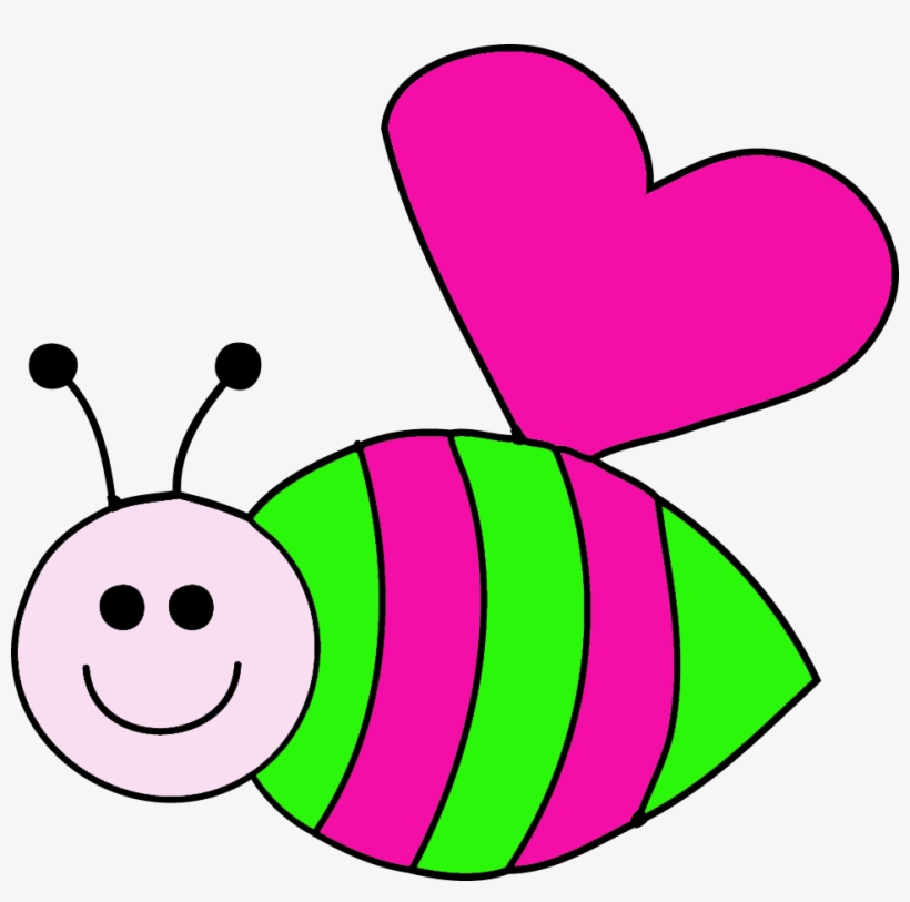 Bee Cartoon Silhouette - Pink Bees Clipart, transparent png download