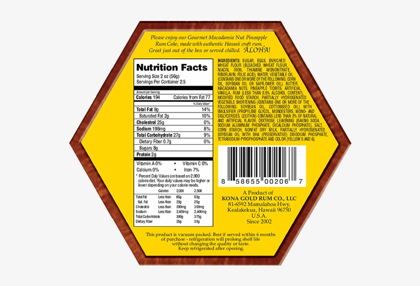 Macadamia Nut Pineapple Rum Cake 5oz - Rum Cake, transparent png download