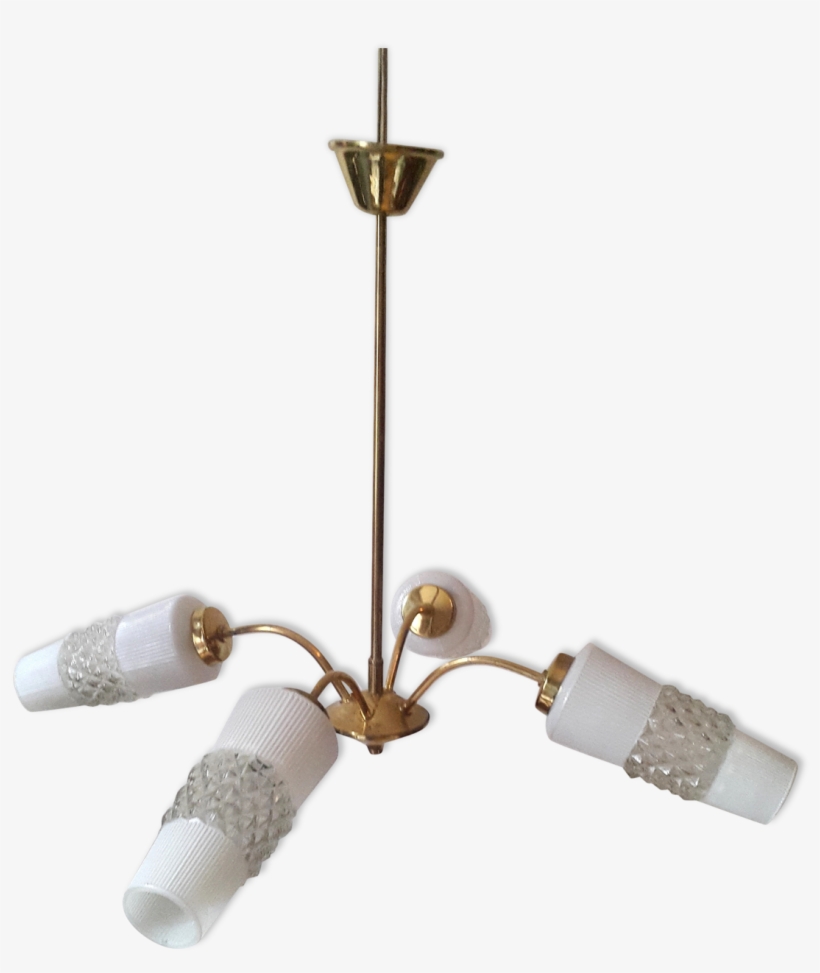 Vintage Chandelier Gold Metal Branches And Tulips In - Ceiling, transparent png download