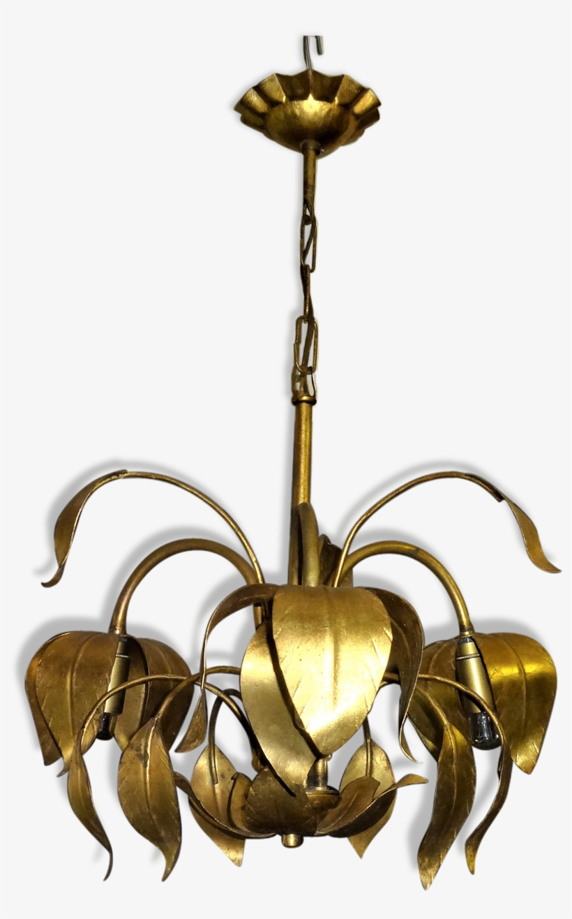 Gold Plated Flowers Chandelier Year - Sheet Metal, transparent png download