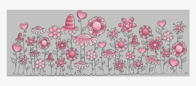 Pink Doodle Flower Field Travel Mug (14 Oz) - Rosa Fantasie-blumenfeld Postkarte, transparent png download