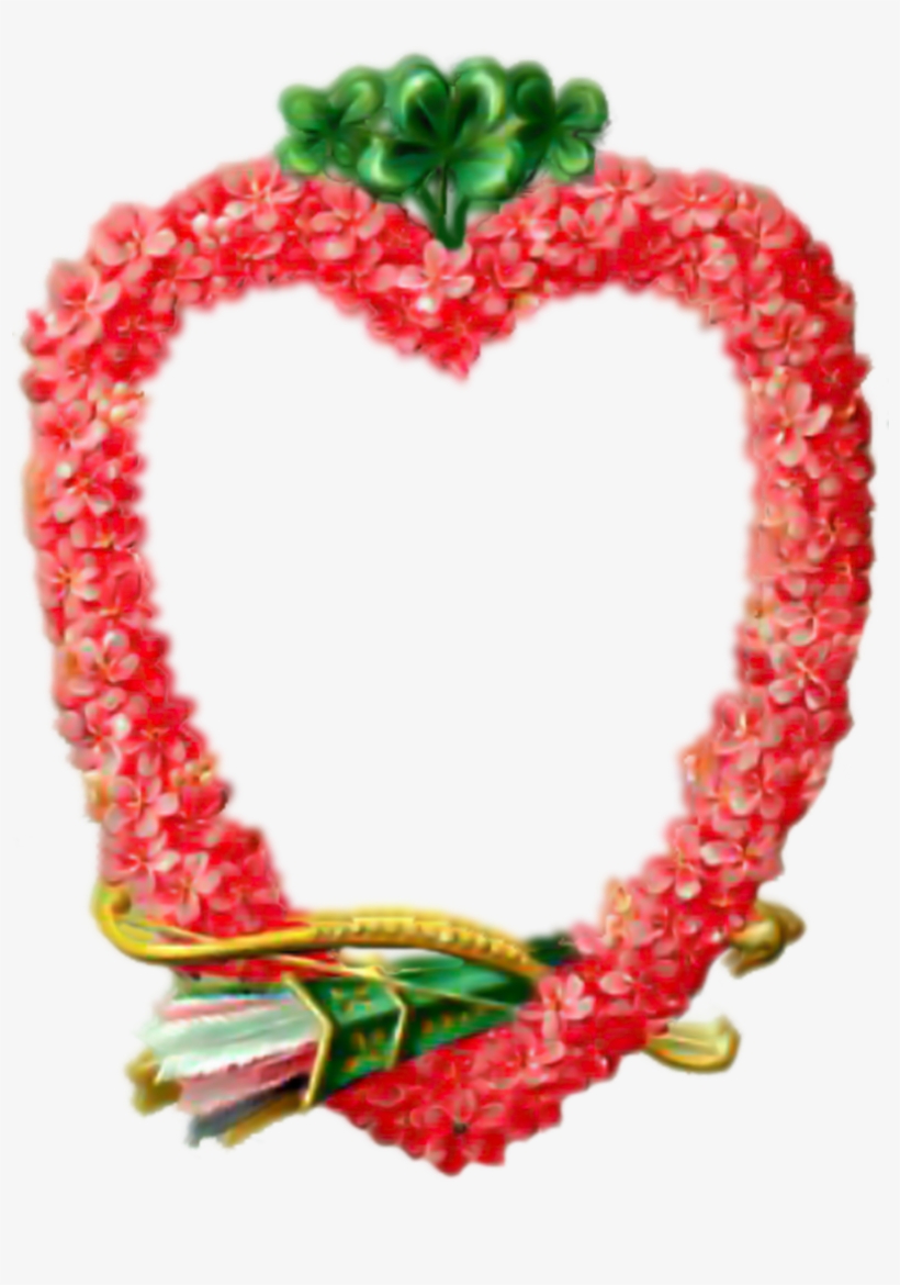 Vintage Floral Wreath Shaped Heart With Clovers - Amor-bogen-pfeil-gänseblümchen Vierblättriges Karte, transparent png download