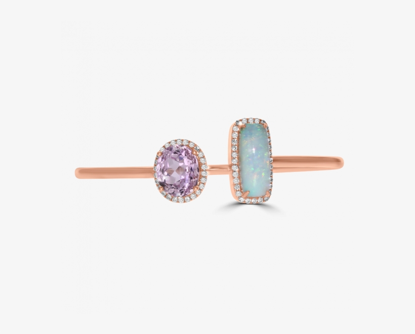 Juleve 18kt Rose Gold Kunzite, Opal, & Diamond Halo - Gold, transparent png download