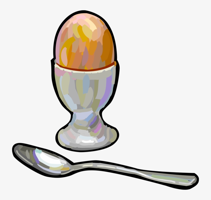 Vector Illustration Of Hard Boiled Egg With Spoon - Boiled Egg, transparent png download