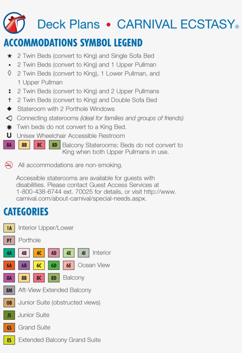 Carnival Ecstacy Deck Plans, transparent png download