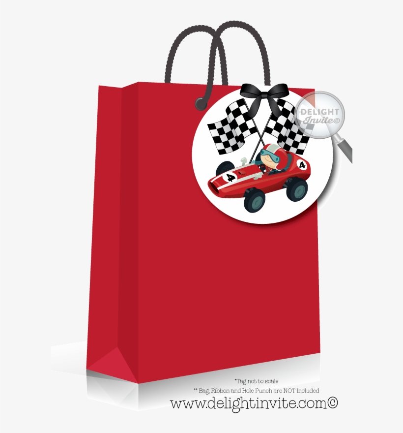 Dragster Racer Birthday Party Favor Tag - Cafepress Checkered Flag Picture Ornament, transparent png download