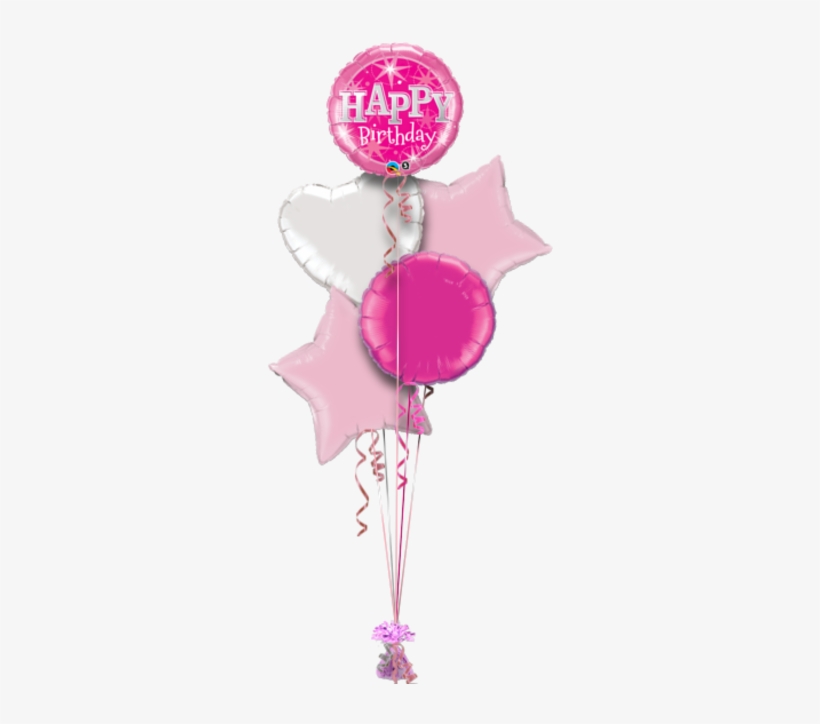 Pink Birthday Bright Birthday Balloon - Hot Pink Sparkle Happy Birthday Foil Balloon, transparent png download