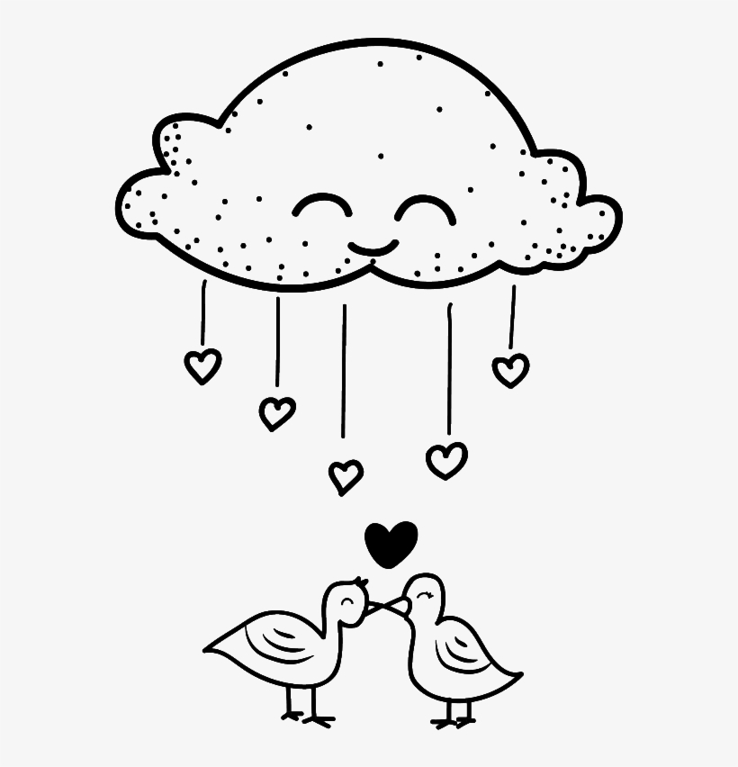 Blanco Y Negro Pintado A Mano Nube Amor Vectores - Cartoon, transparent png download