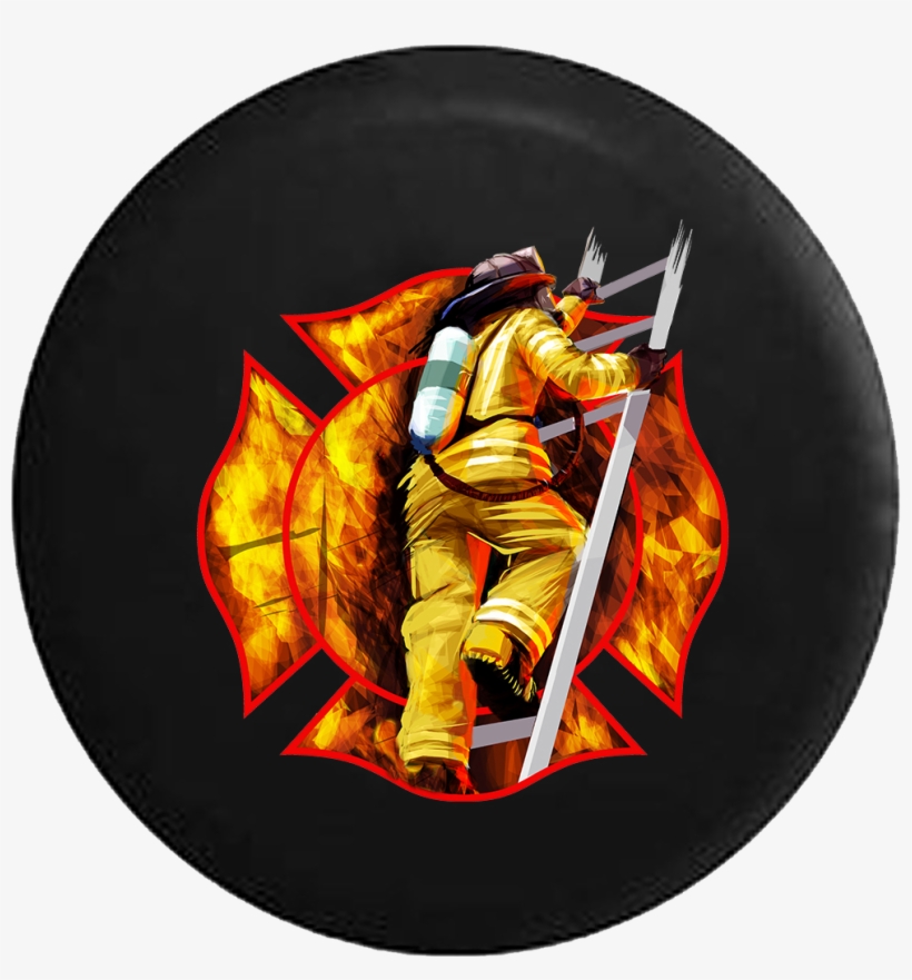 Firefighter Seal On Fire Climbing Rescue Ladder Rv - Tirecoverpro Firefighter Seal On Fire - Climbing Rescue, transparent png download
