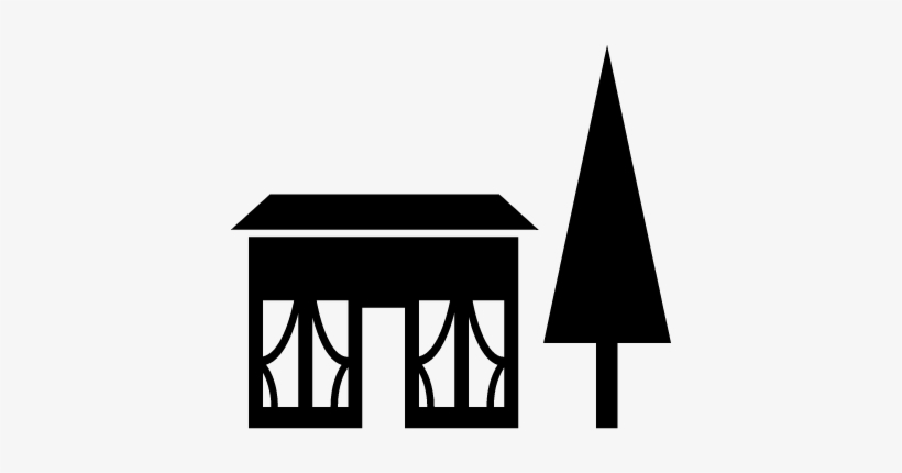 House Building Beside A Pine Tree Vector - Scalable Vector Graphics, transparent png download