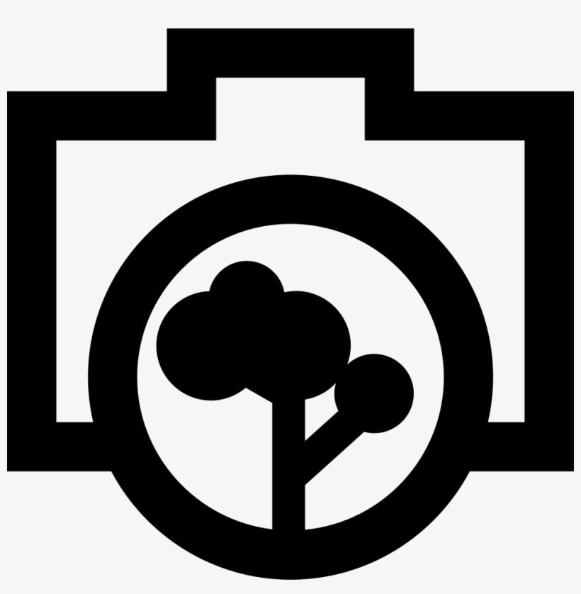 Photo Camera Outline With A Tree Objective Comments - Camera, transparent png download