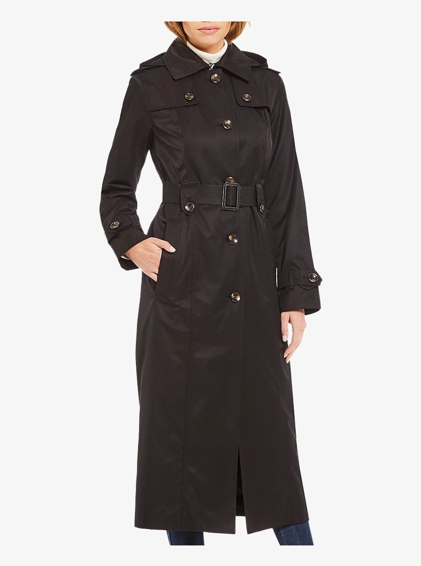 Fog Trench Png Image File - London Fog Belted Long Water Repellent Trench, transparent png download