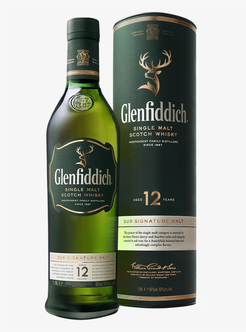 Glenfiddich 12 Year Single Malt Scotch Whisky - Whisky Glenfiddich, transparent png download