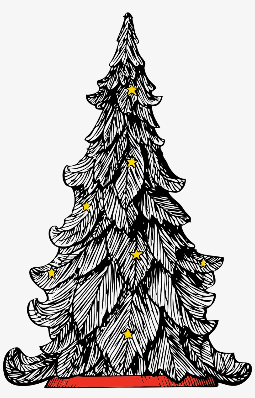 Feliz Navidad Y Prospero Año Nuevo - Christmas Tree Drawing Black And White, transparent png download