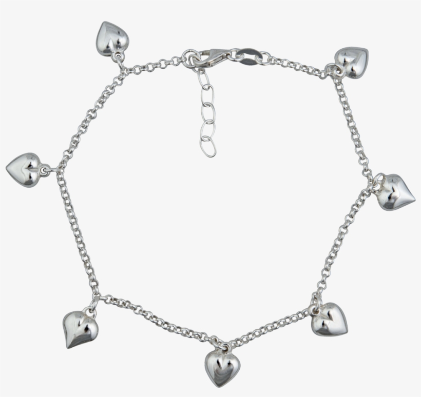 Pulsera De Tobillo Plata Con Pendientes De Corazón1 - Pulsera De Plata Con Corazones, transparent png download