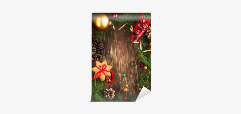 Frame With Christmas Tree Branches, Cookies And Ornaments - Christmas Day, transparent png download