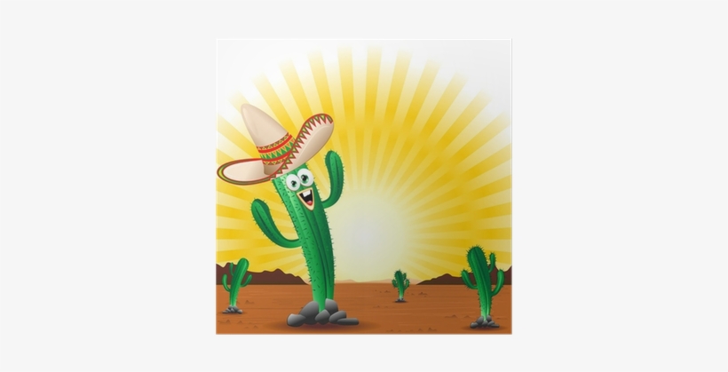 Cactus Con Sombrero Cartoon Cactus With Sombrero Vector - Illustration, transparent png download