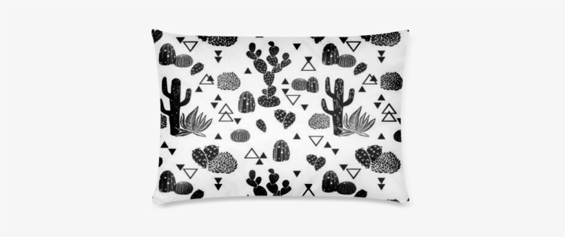 Custom Cute Cartoon Cactus Design Custom Zippered Pillow - Cactus Fabric - Cactus / Black Andwhite Geo Triangle, transparent png download