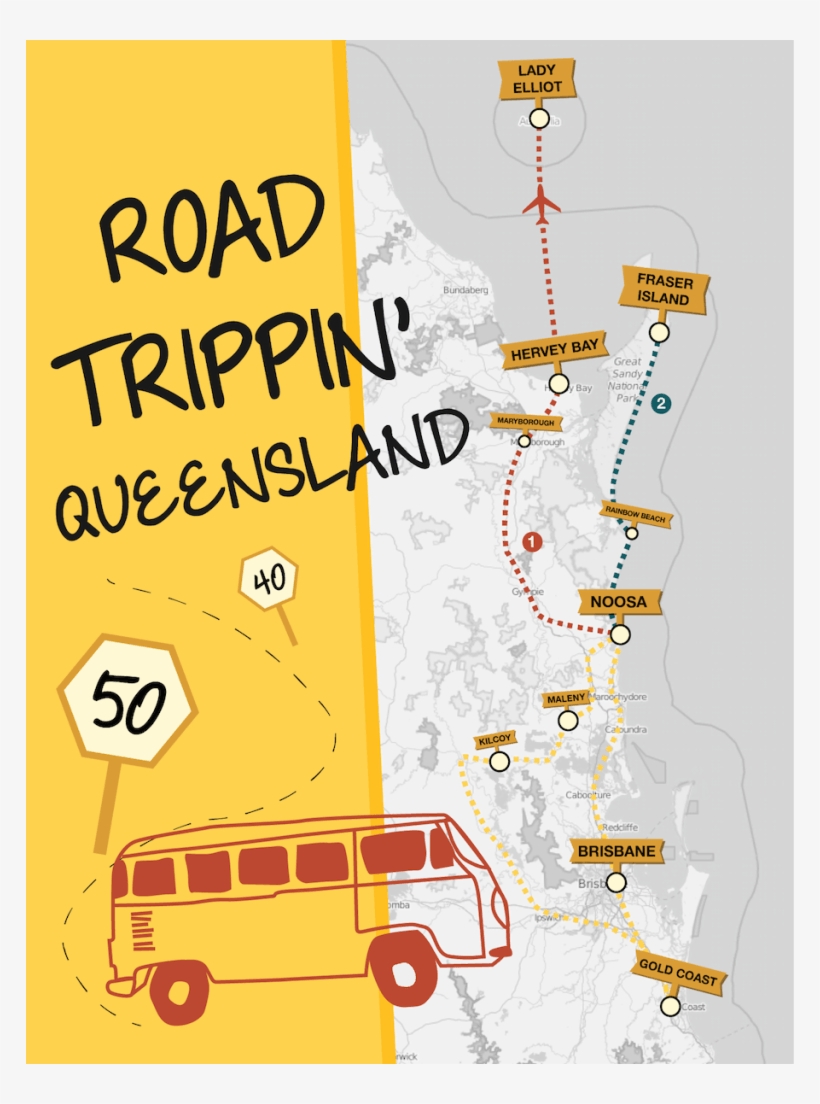 Brisbanemap - Queensland Road Trip, transparent png download