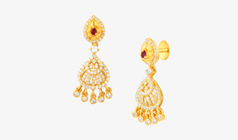 Red Plumes Gold Earring - Gold Earring, transparent png download