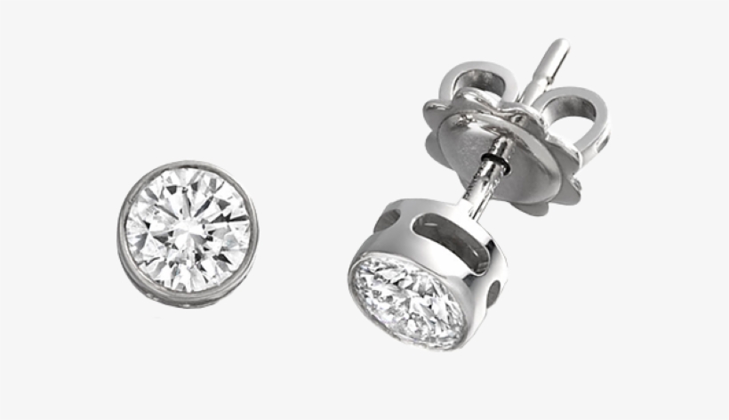 Diamond Stud Earrings In 18ct White Gold With Round - Cercei Mici Cu Diamant, transparent png download