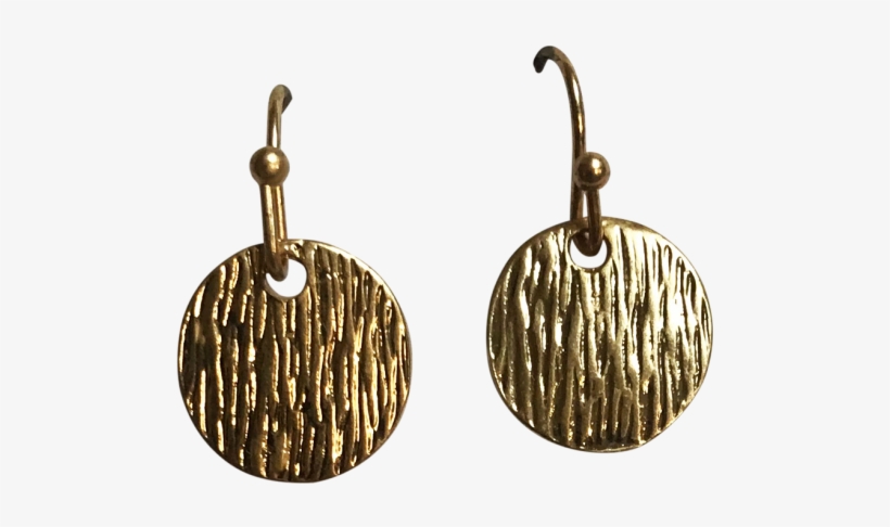Brushed Circle Drop Gold Earring - Earrings, transparent png download