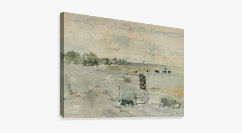 Landscape With Cows And Trees Canvas Print - Johan Hendrik Weissenbruch Watercolours, transparent png download