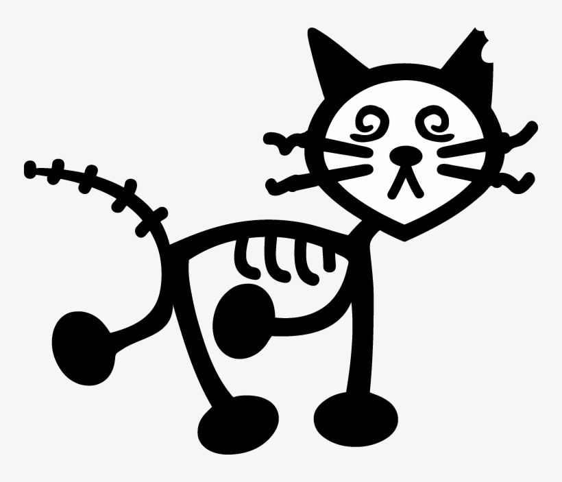 Cat Zombie Stick Animal Sticker Decal Car Window Family - Stick Figure Cat Png, transparent png download