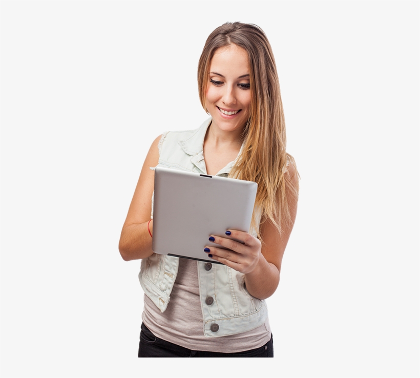 Mulher Usando Tablet - Woman With Tablet Png, transparent png download