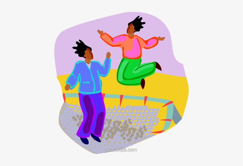 Kids Jumping On A Trampoline Royalty Free Vector Clip, transparent png download