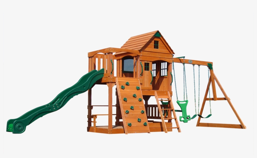 The Patriot Ii Outdoor Wooden Swing Set With Slide - Playground, transparent png download